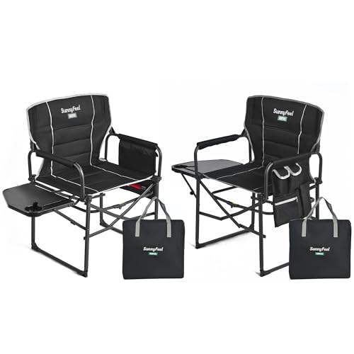 Oversized 2 Pack Portable Folding Camping Chair with Side Table U20451