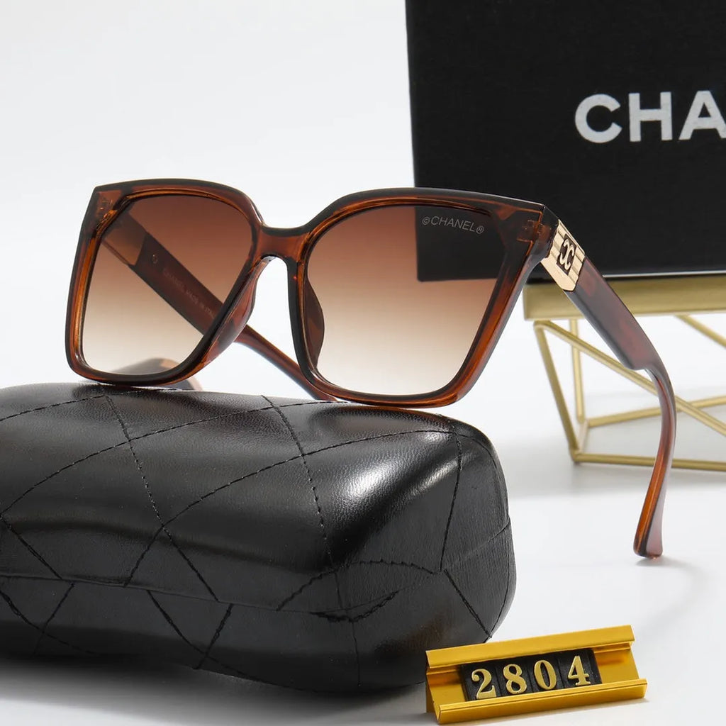 Square Double C Corrugated Temple Polarized Sunglasses E766