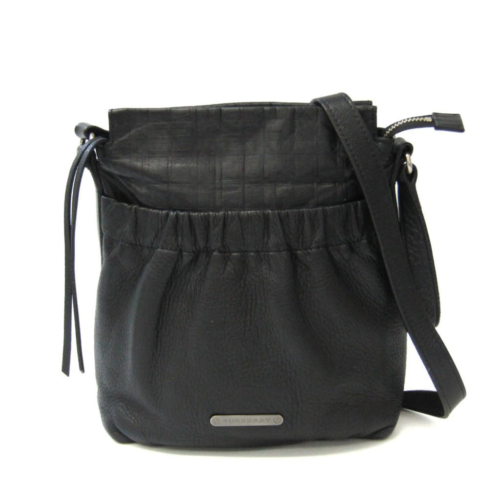 Pre-Owned Black Leather Shoulder Bag I229