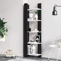 White 5-Corner Unit Display Shelves and Wooden Bookcase T65258