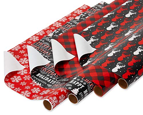 Red and Black Christmas Wrapping Paper Set with Cut Lines M25915