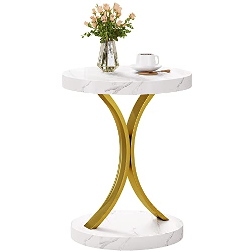 Round Faux Marble Side Table Set of 2 D4838