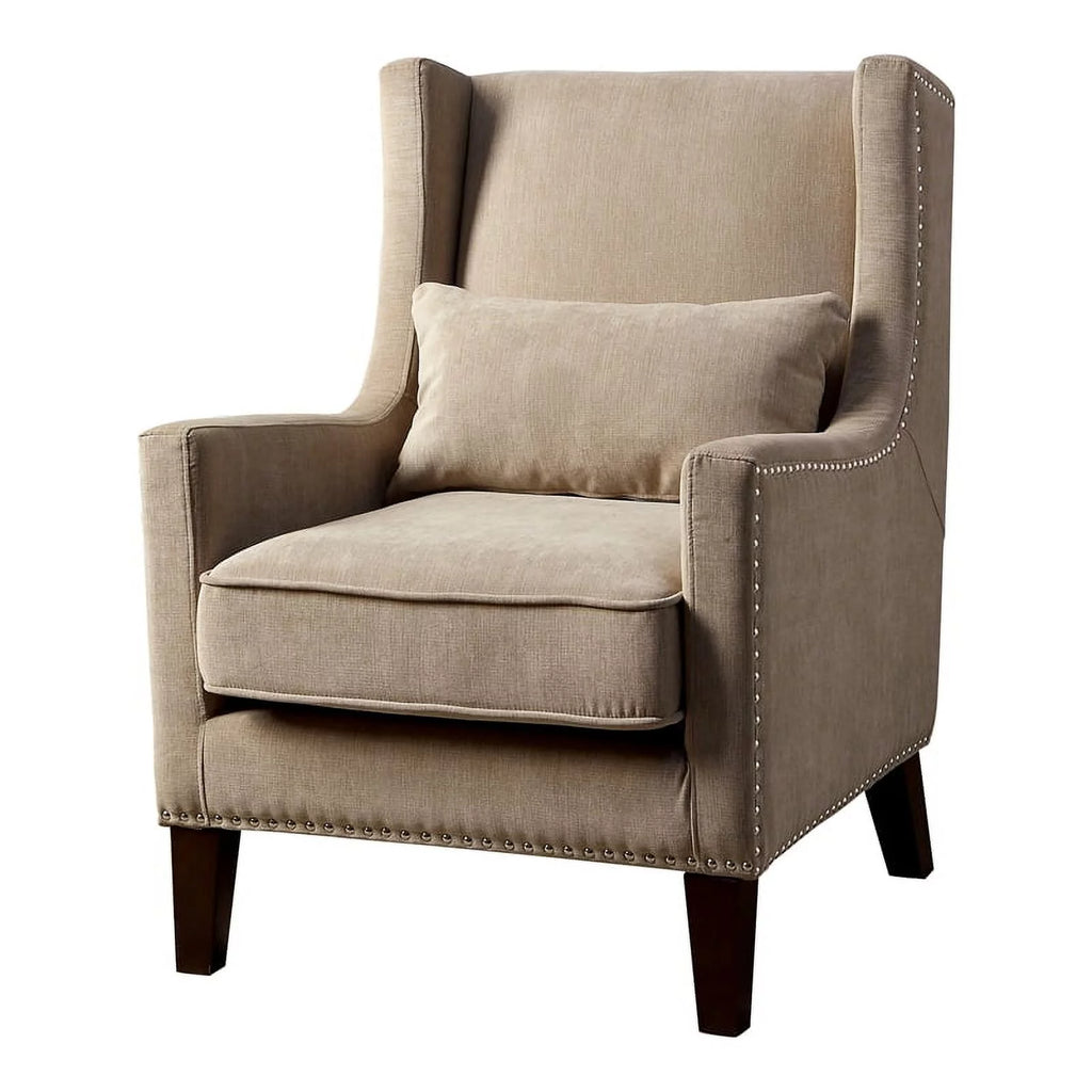 Ivory Fabric Wingback Accent Chair J9500