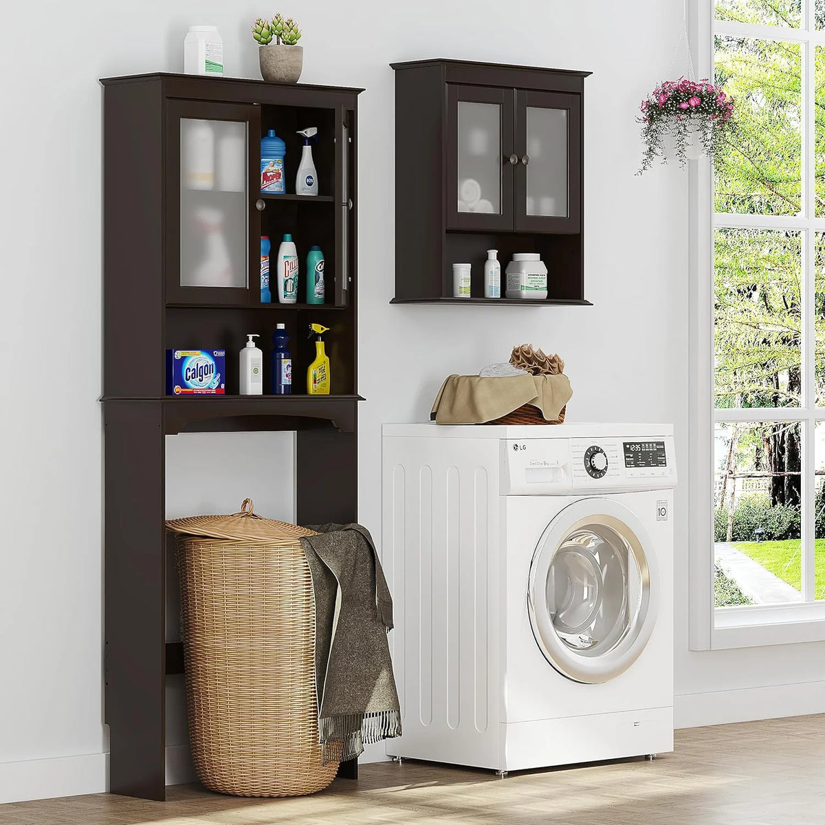 Over The Toilet Storage Cabinet with Glass Doors W3660