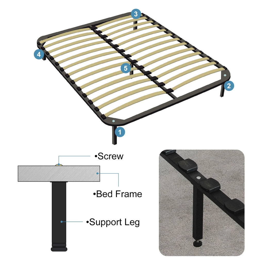 Adjustable Height Bed Frame Support Legs 4 Pack Black H52302