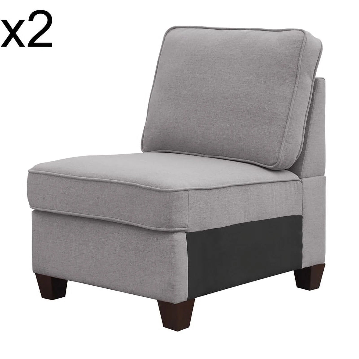 Light Gray 6-PC Fabric Modular Sectional Sofa with Ottoman O866