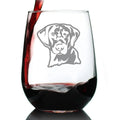 Black Lab Face Stemless Wine Glass Y3863
