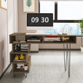 Brown Writing Study Desk with Lattice and V-Shaped Iron Leg W403725