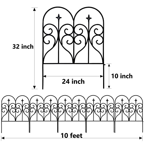 Decorative Garden Fence 32 in x 10 ft Rustproof Metal N300615