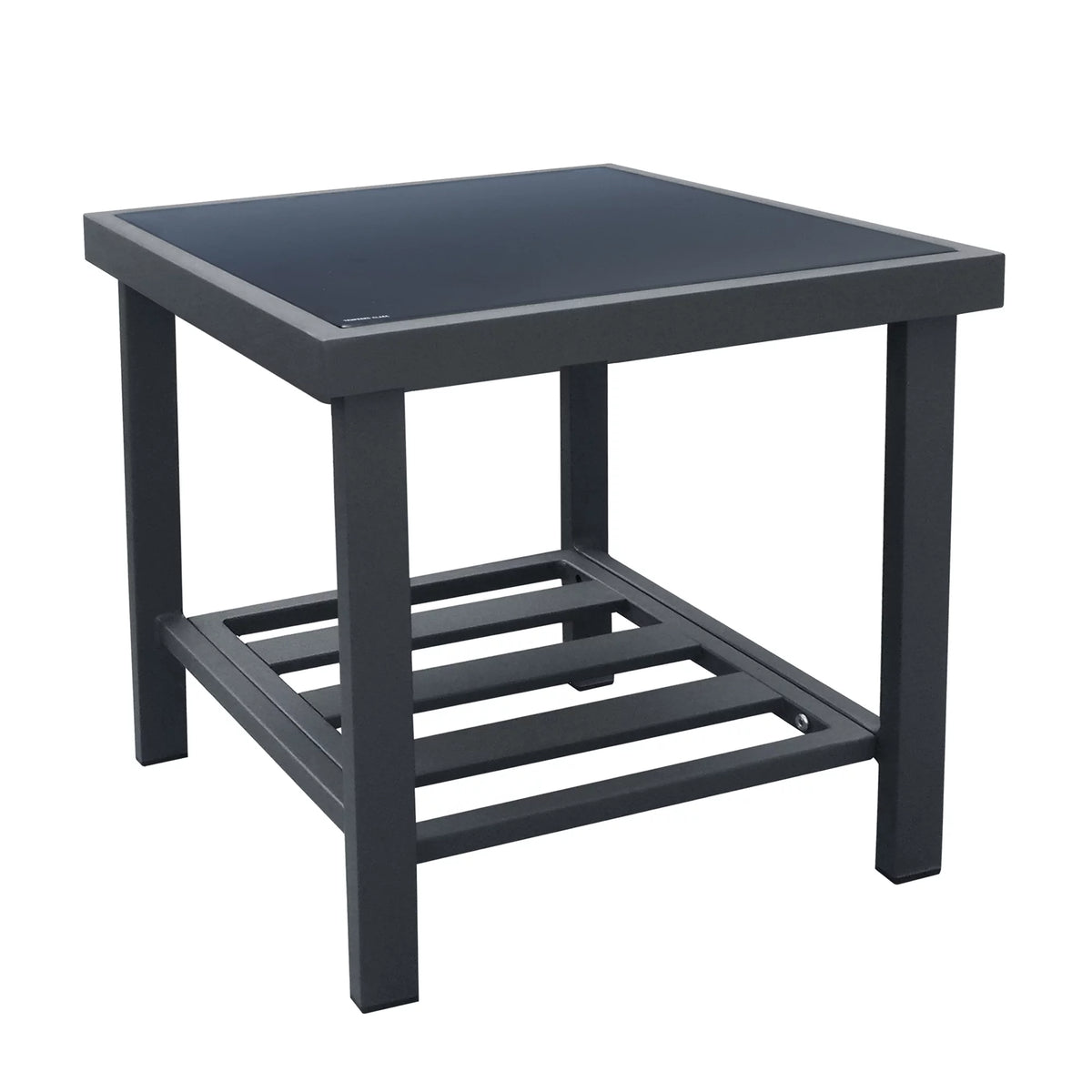 Aluminum Glass Square Side Table with Storage Shelf Y181