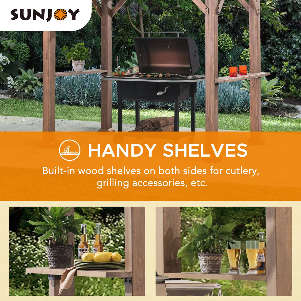 9 ft. x 6 ft. Cedar Wood Hardtop Grill Gazebo P16625