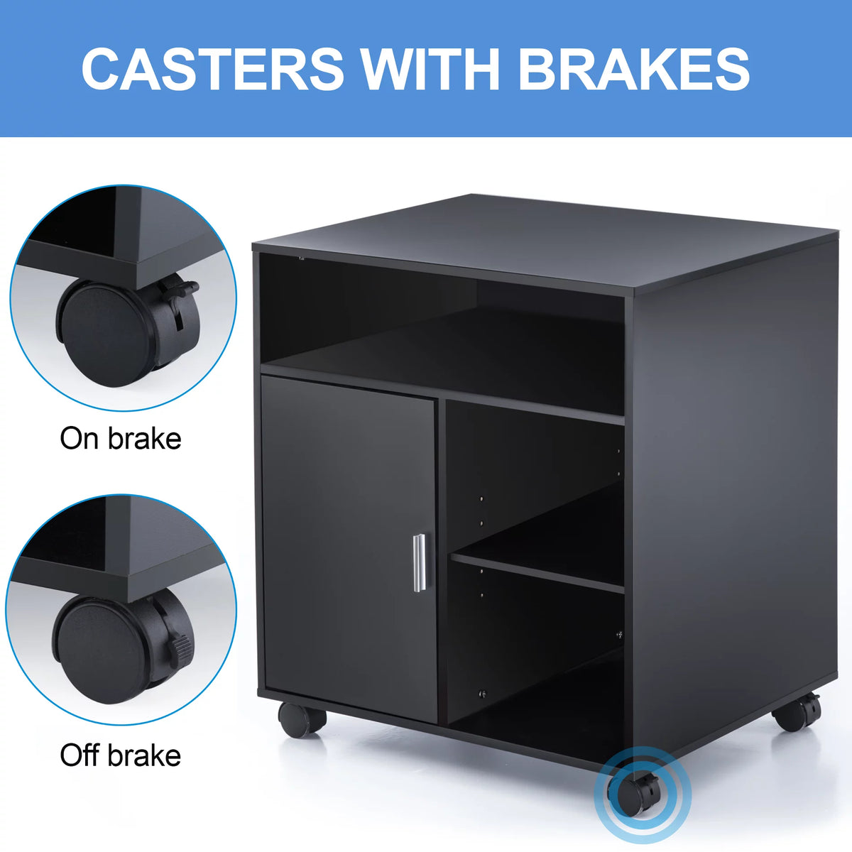 Black Mobile File Cabinet with Storage Q96937