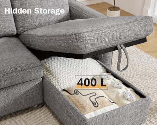 Dark Grey Sleeper Sofa Bed with Reversible Storage Chaise R94815
