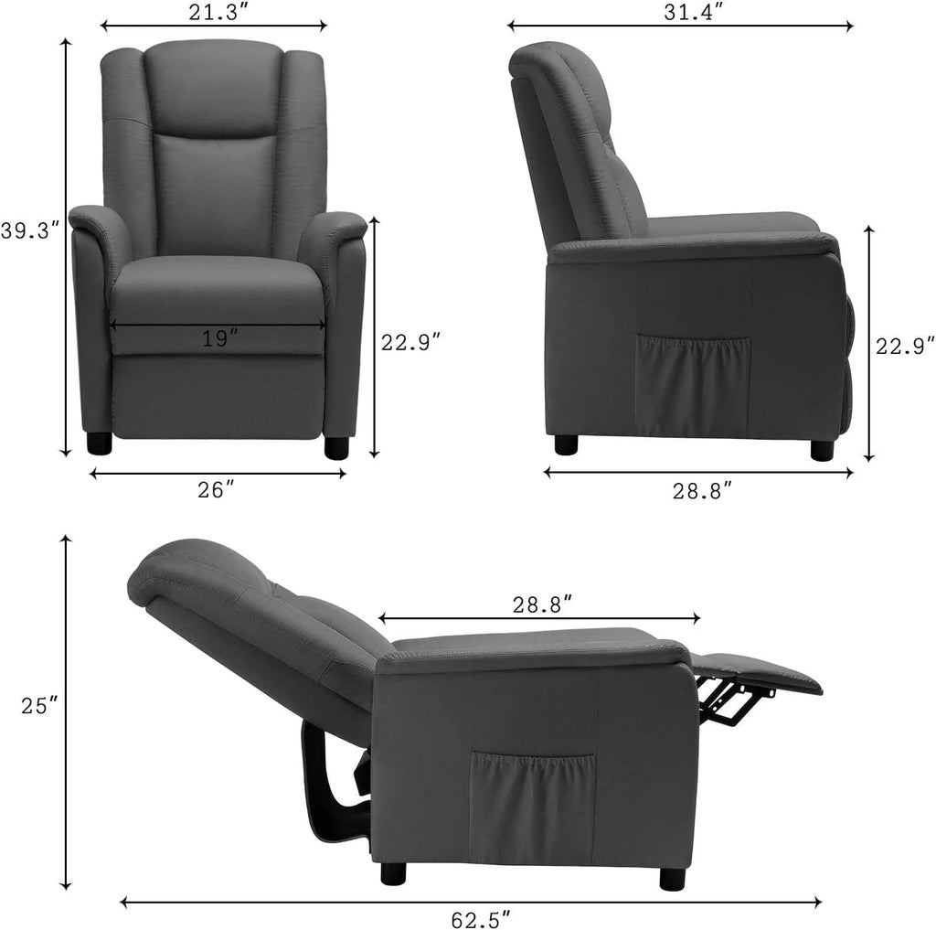 Fabric Recliner Chair with Footrest and Backrest J116