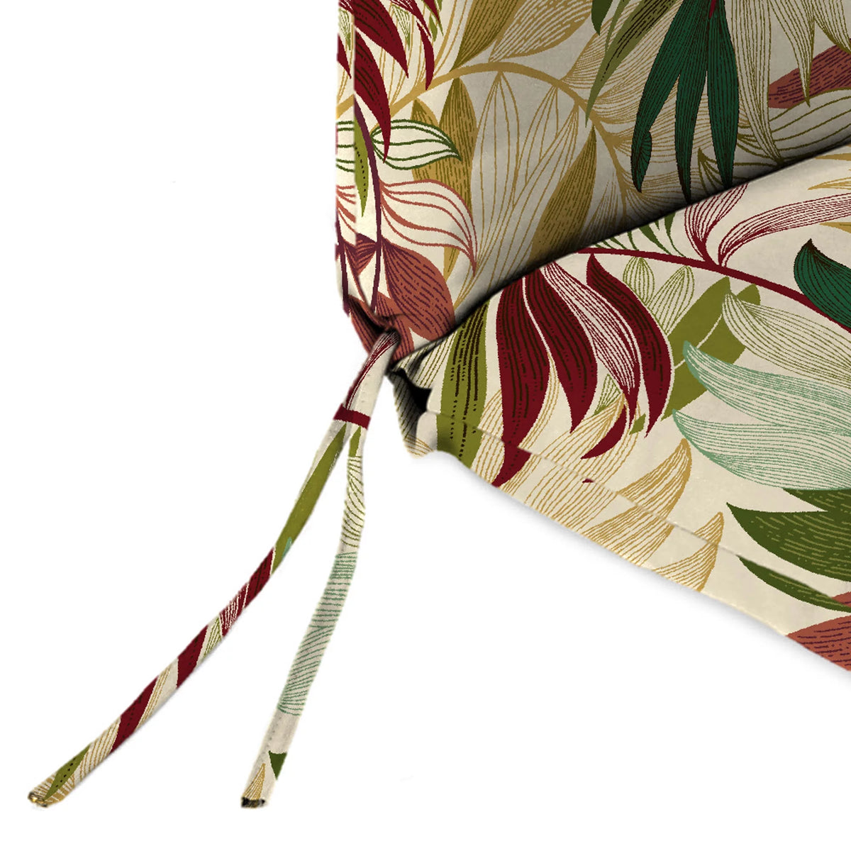 Beige Leaves Rectangular Outdoor Chair Cushion with Ties D1416