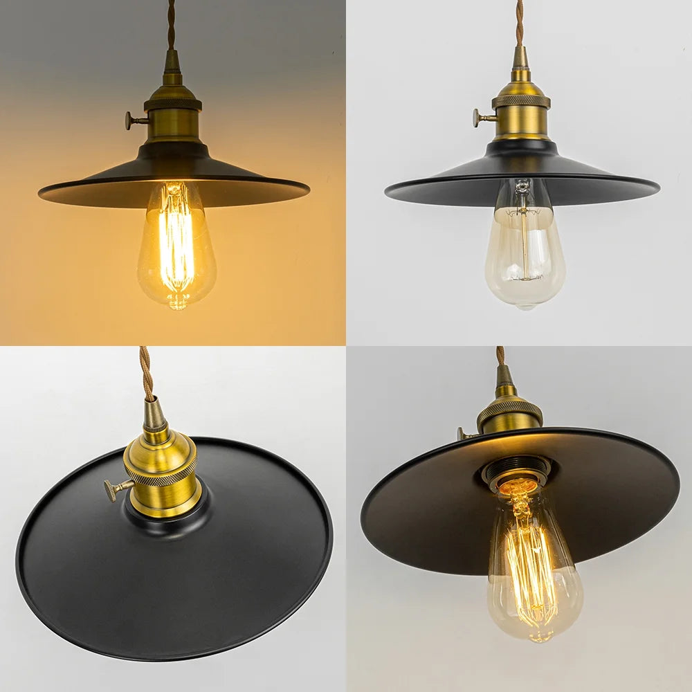 Retro Gold Track Pendant Light with Black Metal Shade L8724