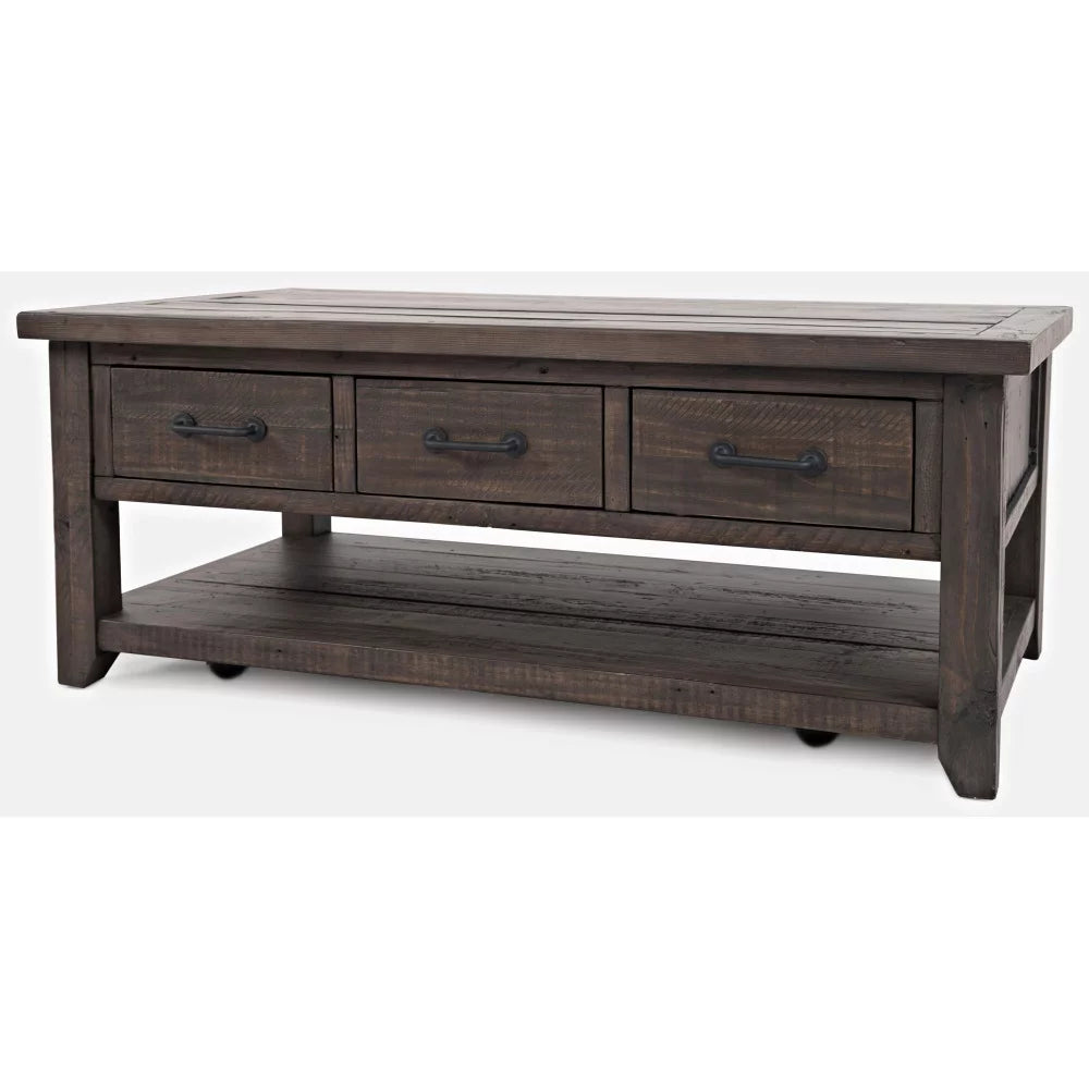 48" Rustic Reclaimed Pine 3 Drawer Coffee Table W3431