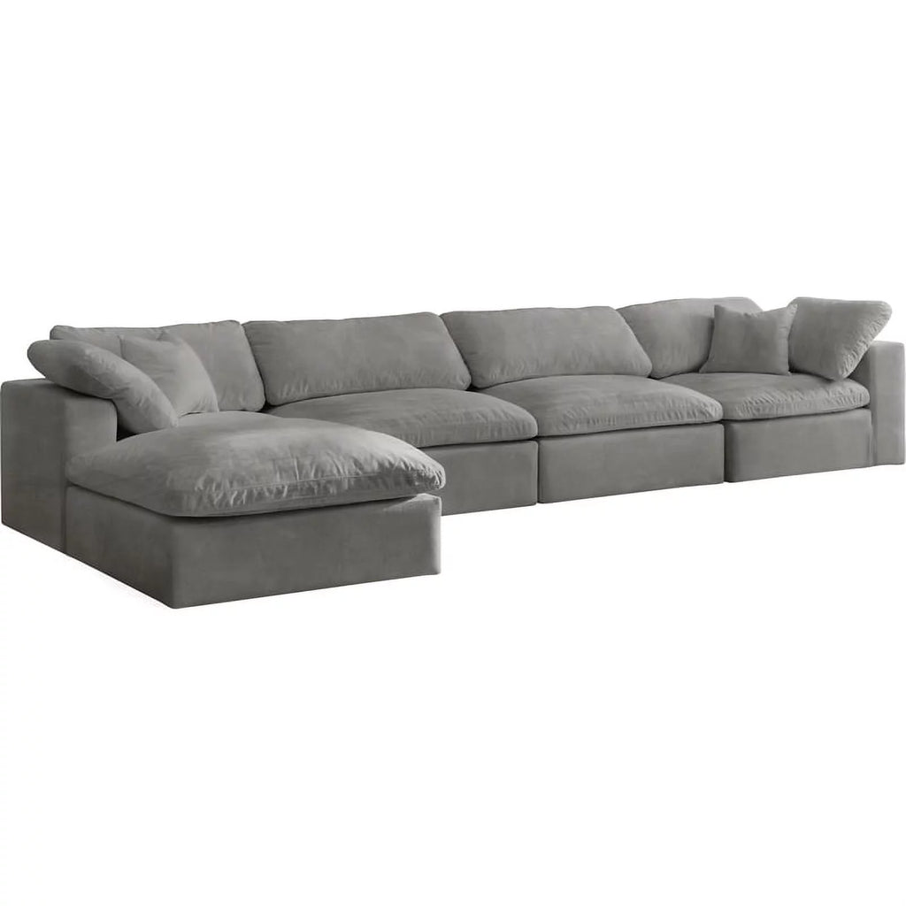 Gray Velvet Modular Sectional R5945