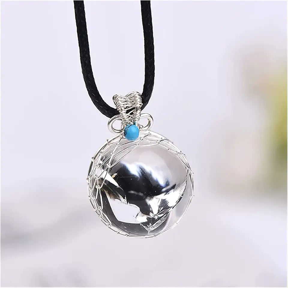 Natural Stone Crystal Pendant Ball Polishing Energy Bead Healing Stone Raw Quartz D211
