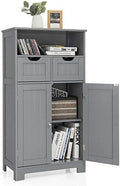 Grey Bathroom Floor Cabinet with 2 Doors and 2 Drawers D557