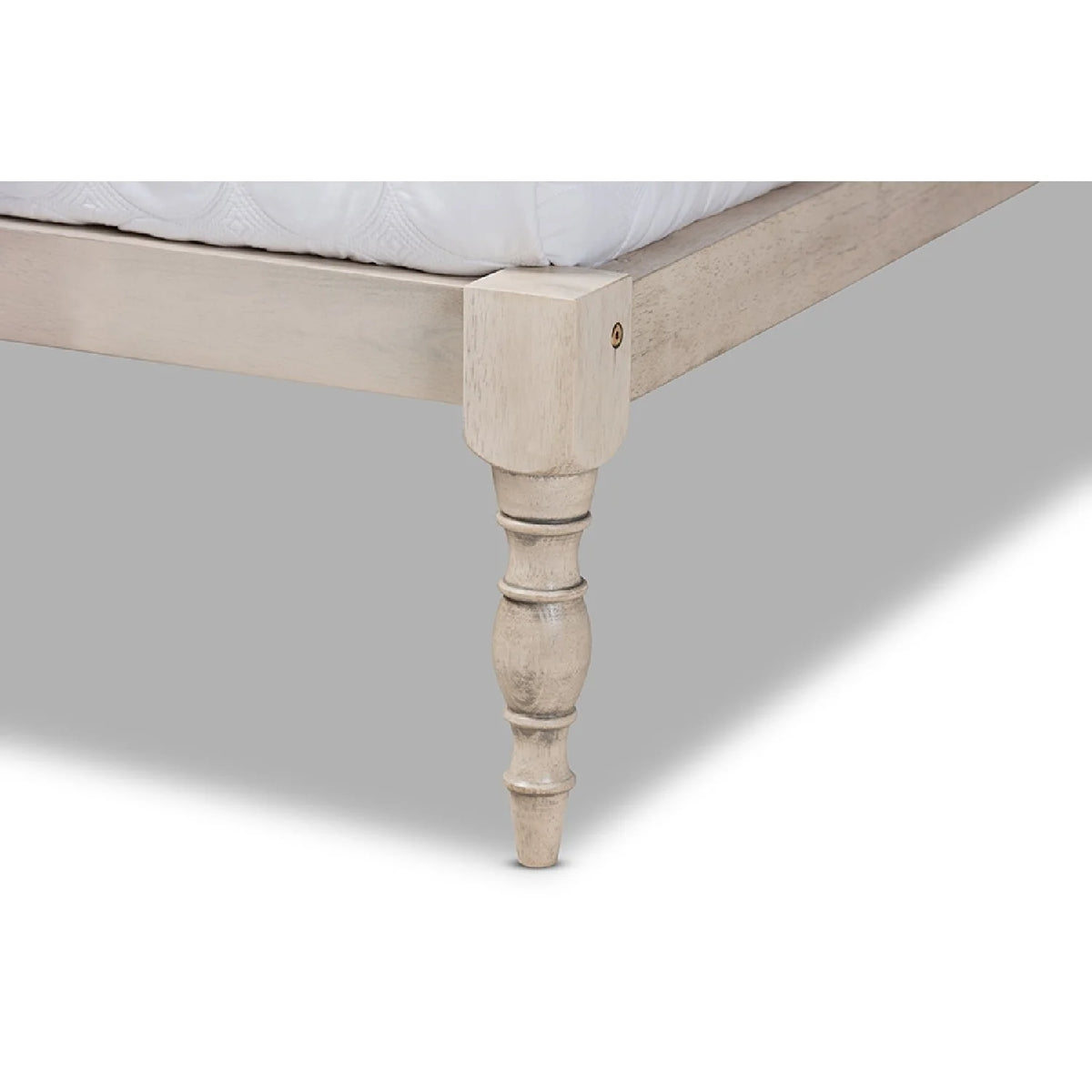 Antique White Wood King Size Platform Bed Frame Z897
