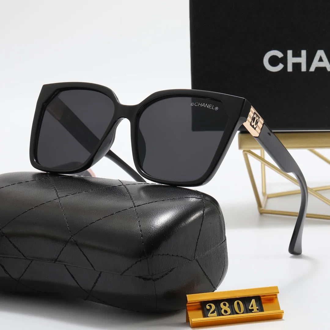 Square Double C Corrugated Temple Polarized Sunglasses E766