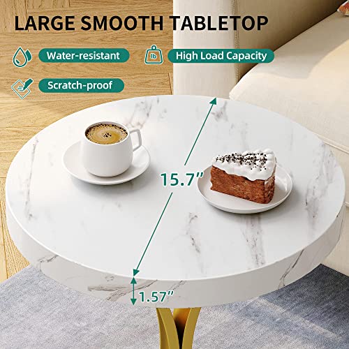 Round Faux Marble Side Table Set of 2 D4838