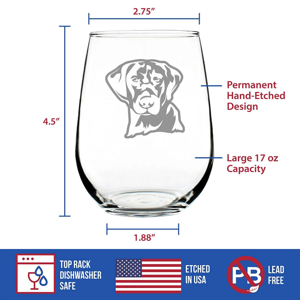 Black Lab Face Stemless Wine Glass Y3863