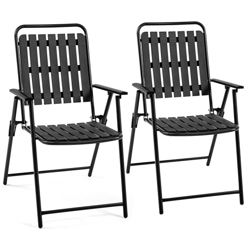 Folding Patio Chair Set of 4 Black E754