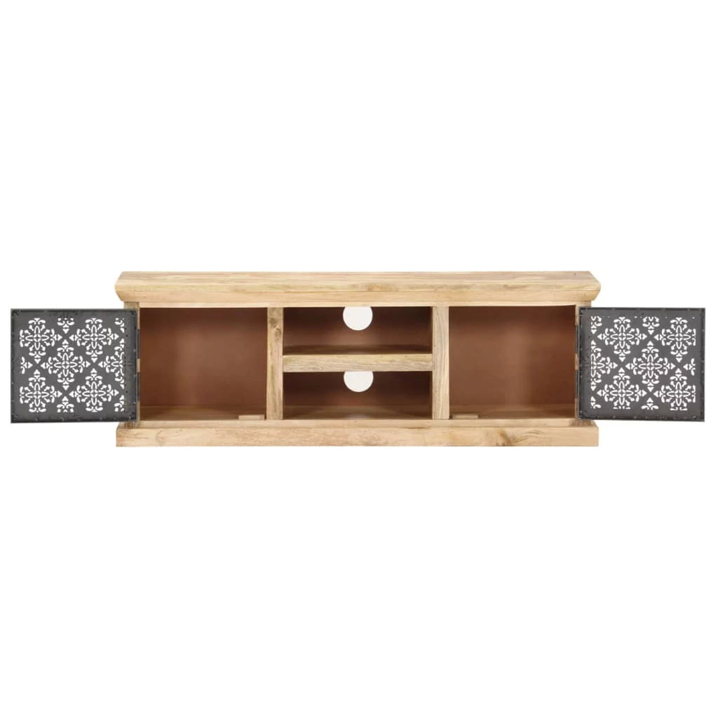 Mango Wood TV Stand with 2 Steel Doors M12156