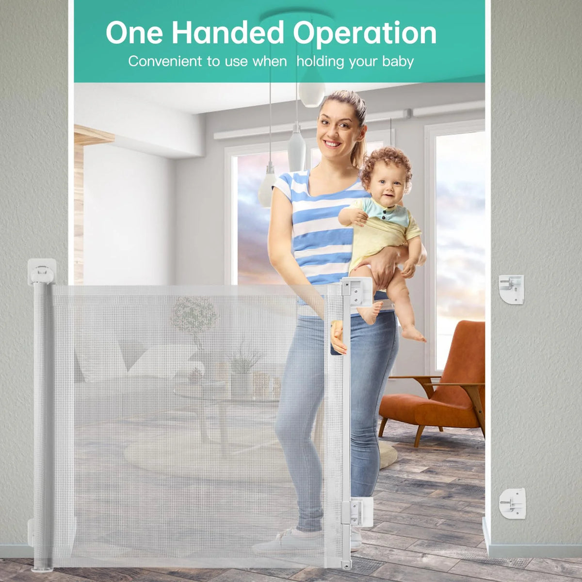 Retractable Baby Gate White Y1291