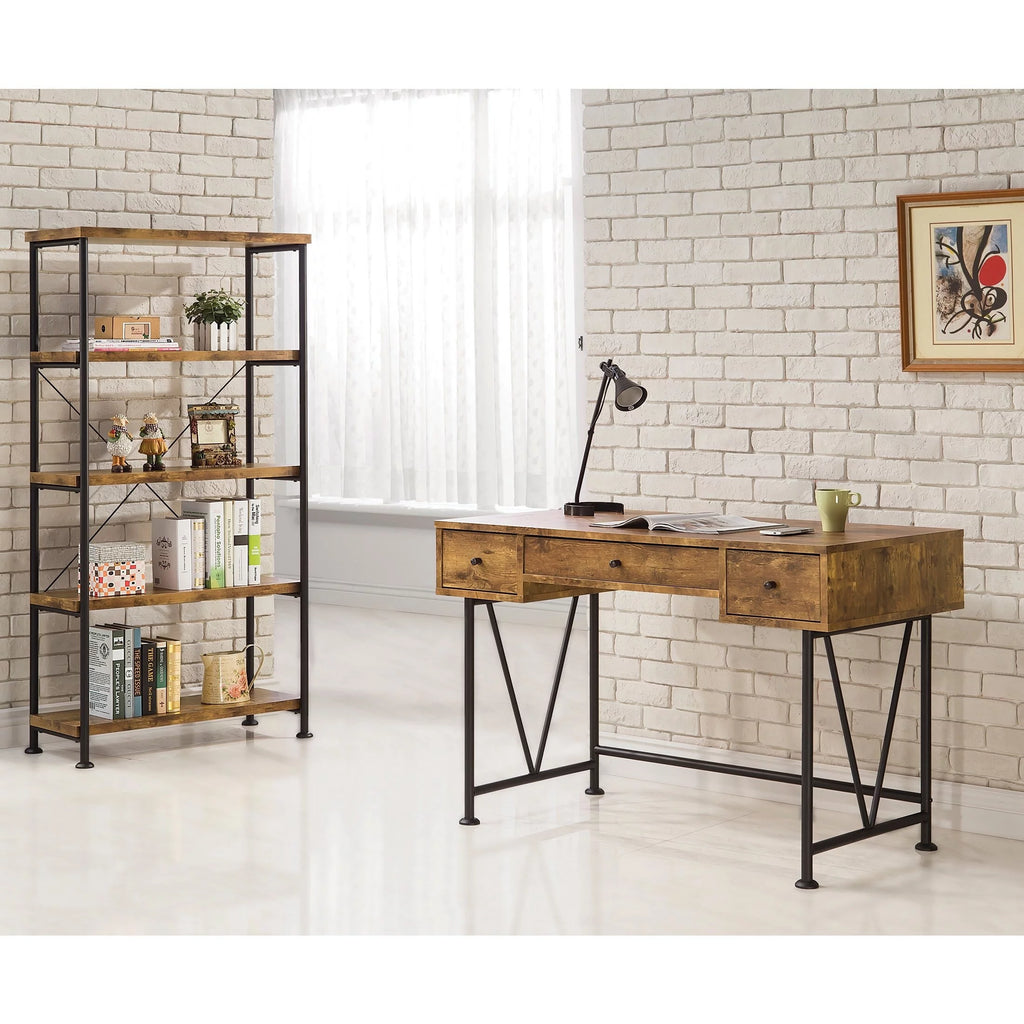 Antique Nutmeg and Black 3-drawer Writing Desk Y52138