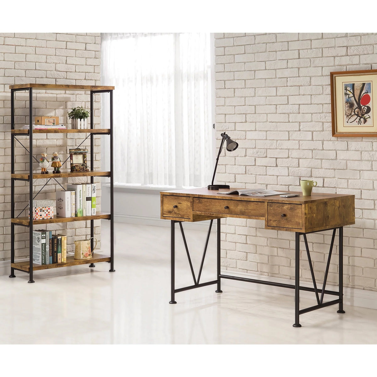 Antique Nutmeg and Black 3-drawer Writing Desk Y52138