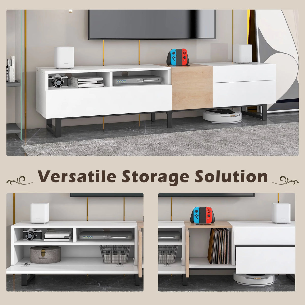 Modern TV Stand with Double Storage Space F24088