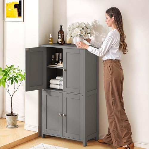 Brown Freestanding Storage Cabinet with 4 Doors A430