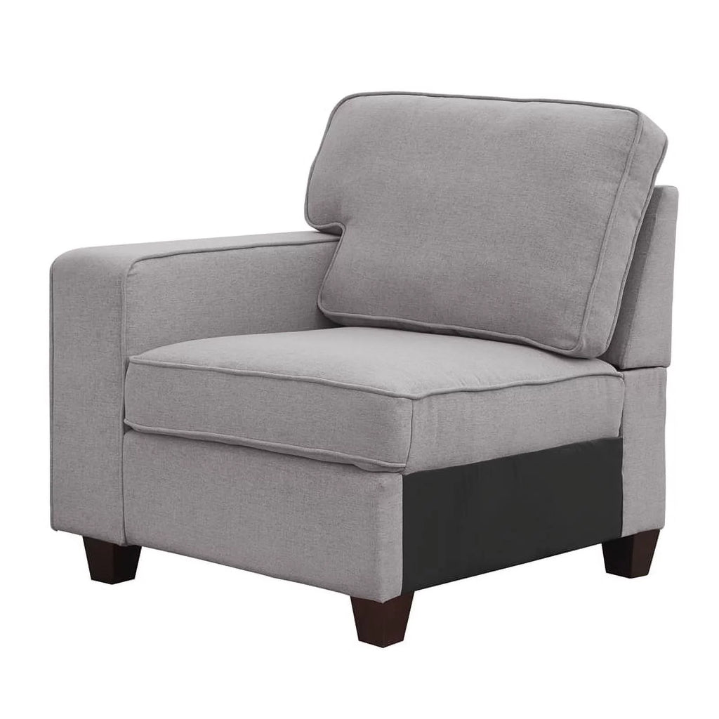 Light Gray 6-PC Fabric Modular Sectional Sofa with Ottoman O866