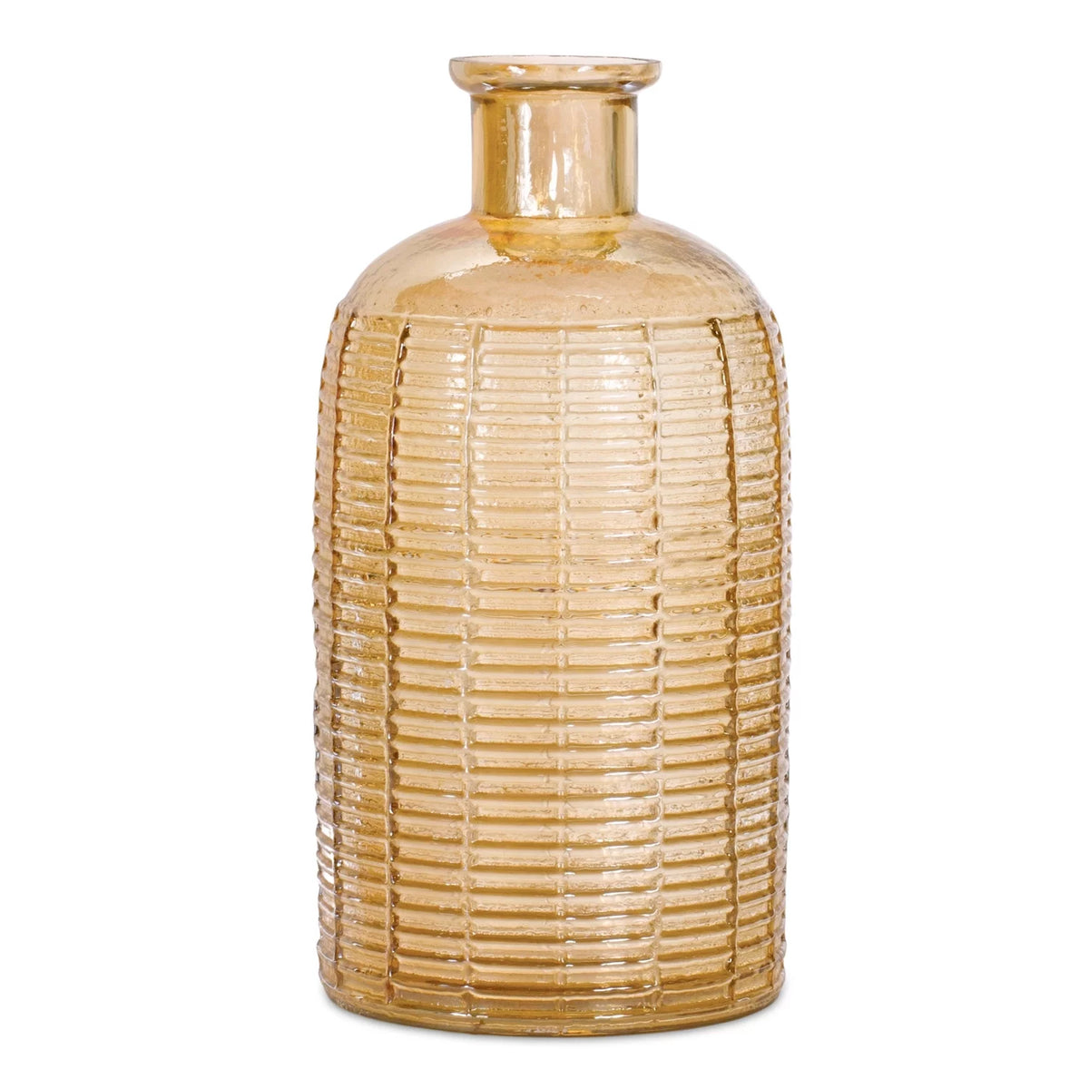 Amber Ribbed Glass Vase O744904