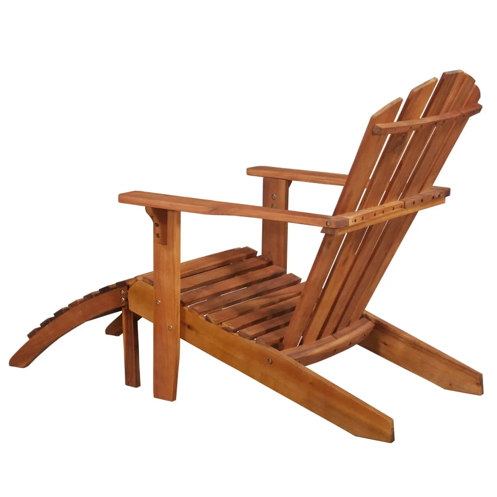 Brown Acacia Wood Adirondack Chair with Footrest J17376