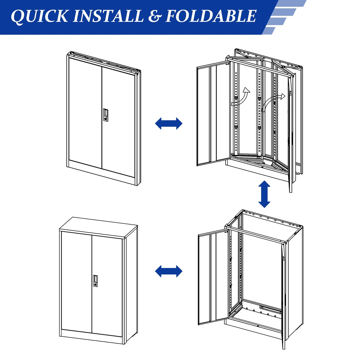 Metal Lockable Storage Cabinets with Doors and Shelves E768