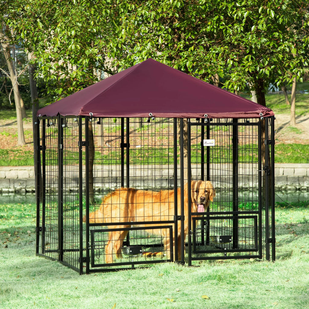 5' x 5' x 5' Outdoor Dog Kennel with Canopy S3755