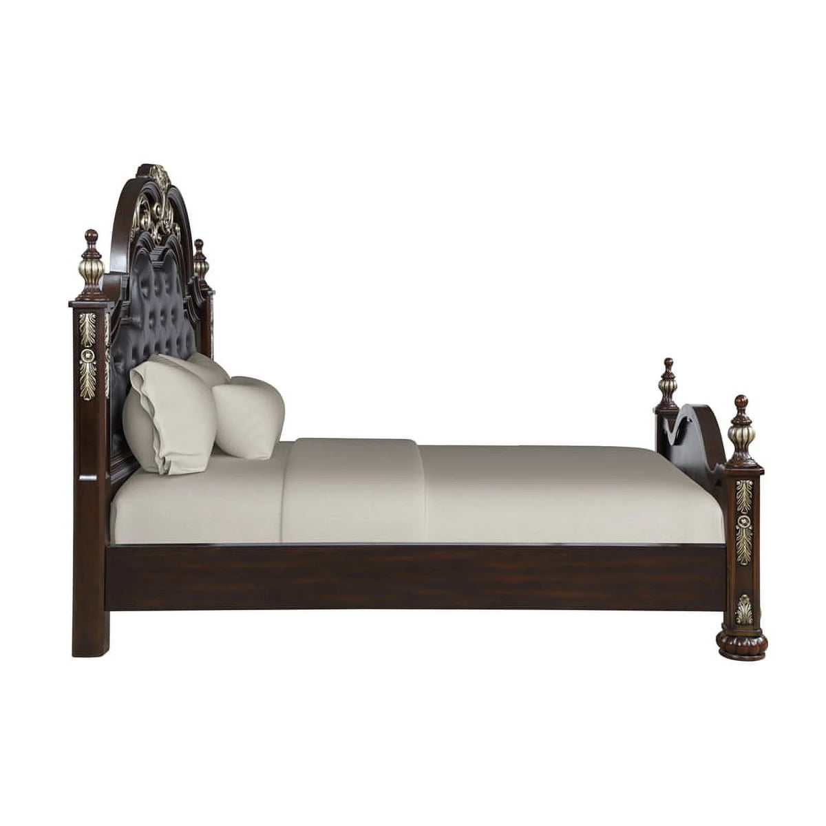 Brown Solid Wood Queen Bed J146064