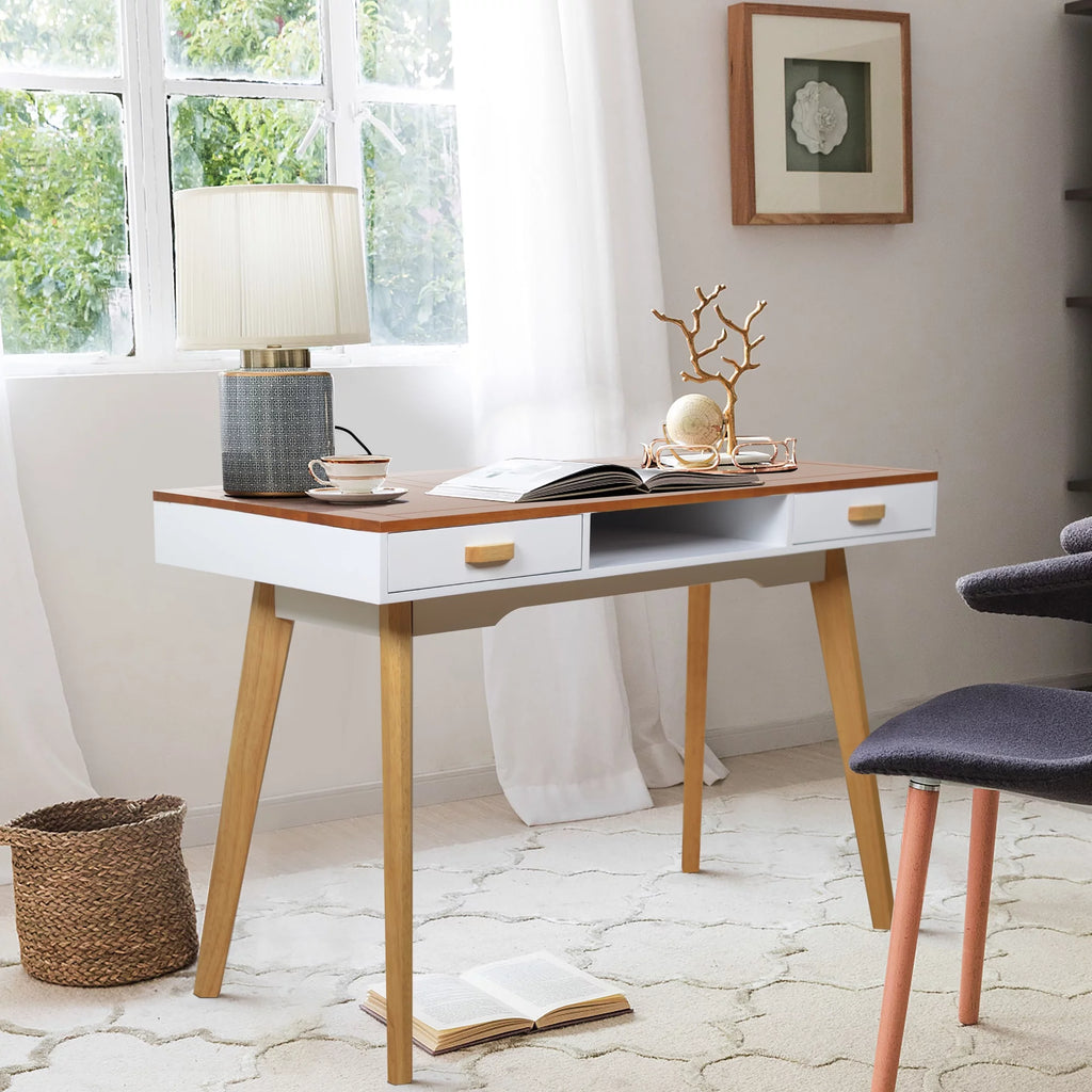 Solid Wood Writing Desk with Drawer W657