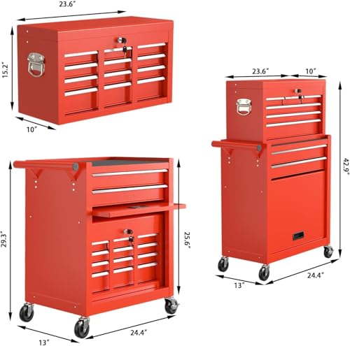 8 Drawer Rolling Tool Chest with Wheels and Lock E5716