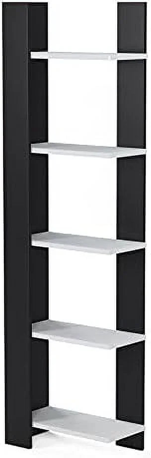 White 5-Corner Unit Display Shelves and Wooden Bookcase T65258