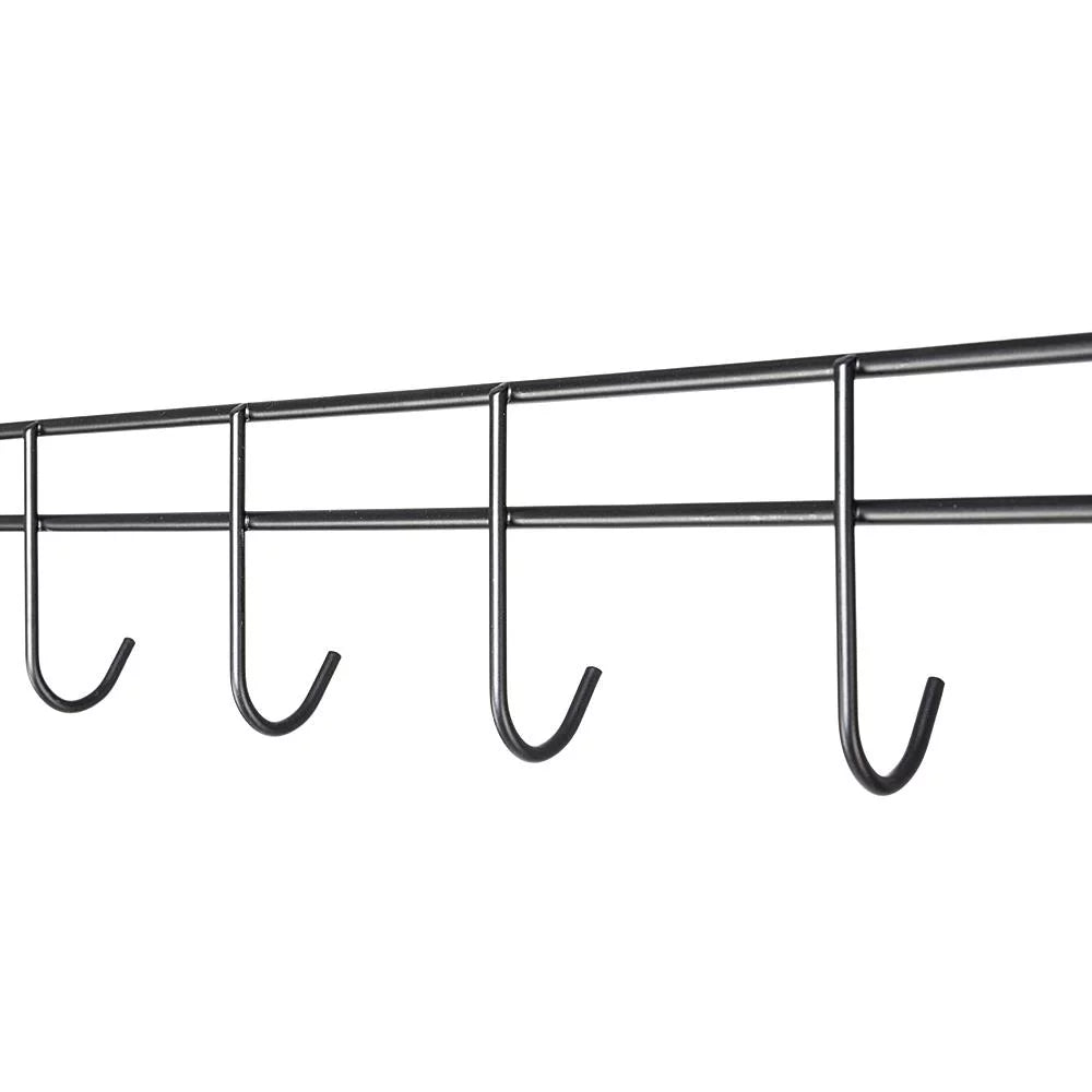 Portable Double Rod Garment Rack with Adjustable Shelves & Wheels Black I787