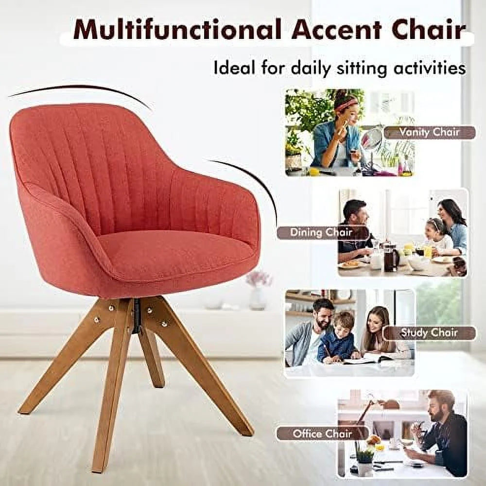 No Wheels Linen Fabric Swivel Desk Chair Z219192