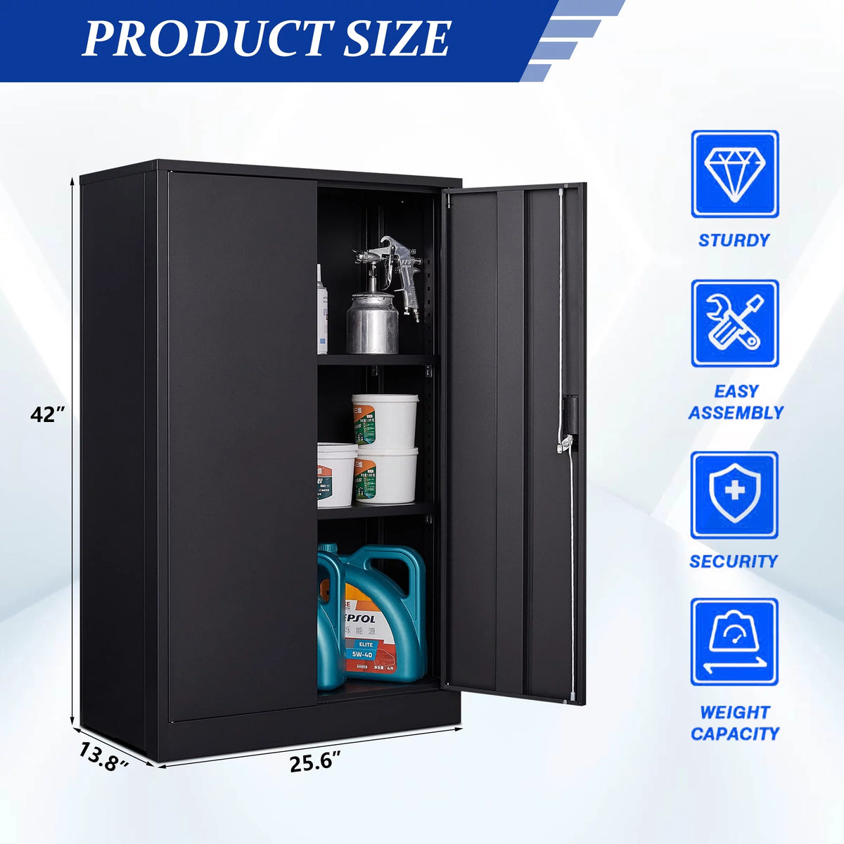 Metal Lockable Storage Cabinets with Doors and Shelves E768