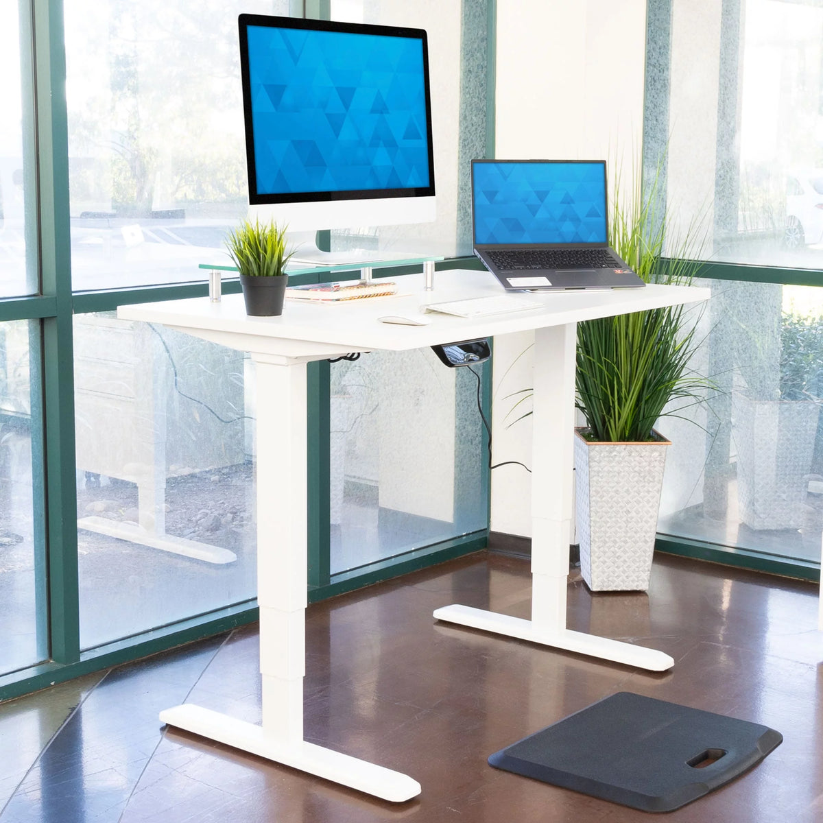 White Electric Standing Desk with Tabletop B167