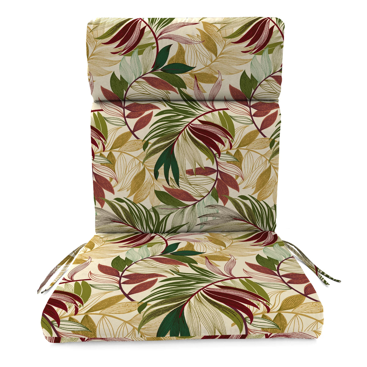 Beige Leaves Rectangular Outdoor Chair Cushion with Ties D1416