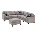Light Gray 6-PC Fabric Modular Sectional Sofa with Ottoman O866